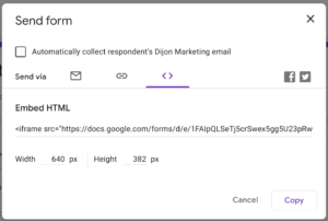 Google Forms embed code