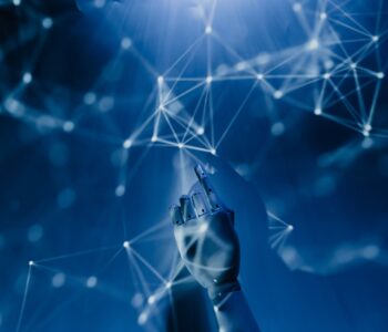 robot pointing on a wall