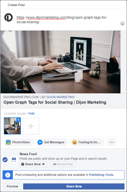 Open Graph Tags using WordPress Featured Image